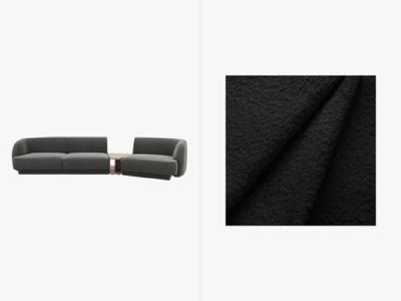 Micadoni Modulares Sofa Links Miley 3-Sitzer Rechts Boucle Schwarz Bild 1