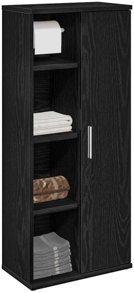 vidaXL Badezimmerschrank mit Rollenhalter Schwarz 39x22x90 cm 858525 Bild 1