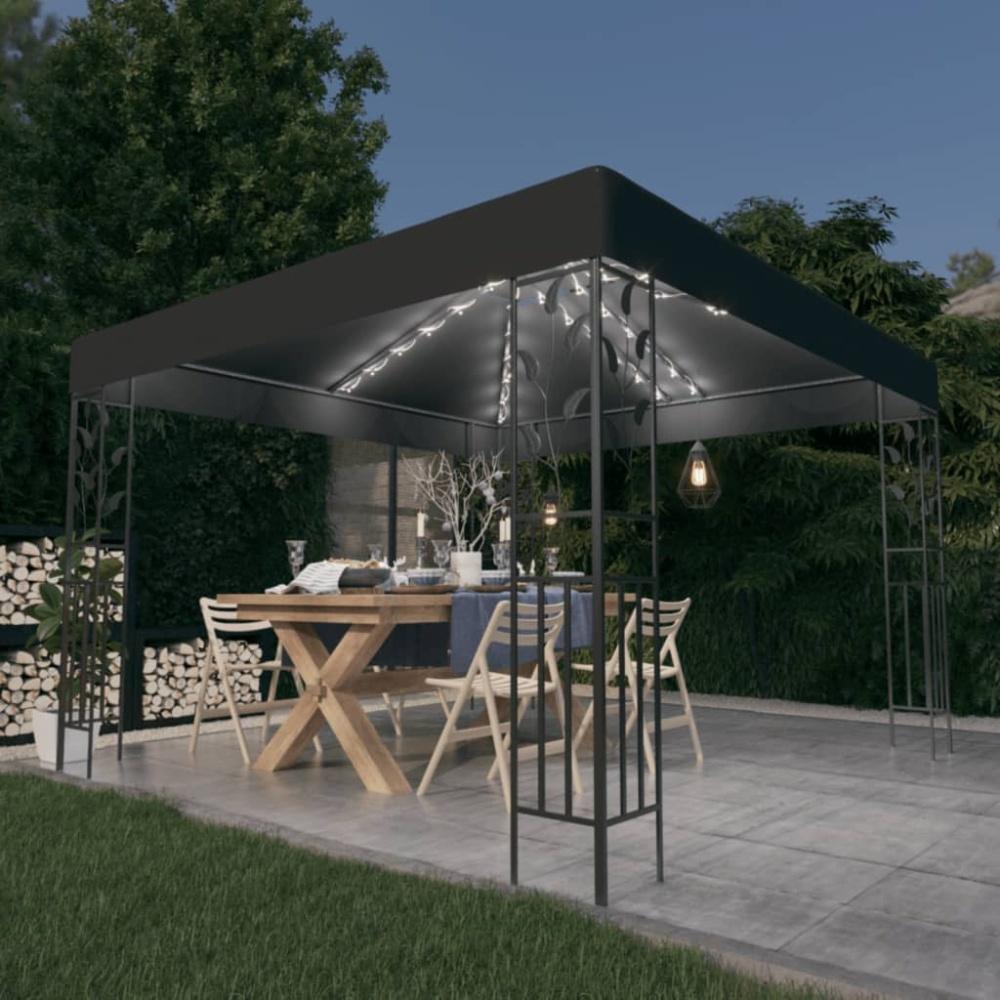 vidaXL Pavillon mit LED-Lichterkette 3x3 m Anthrazit 3070296 Bild 1