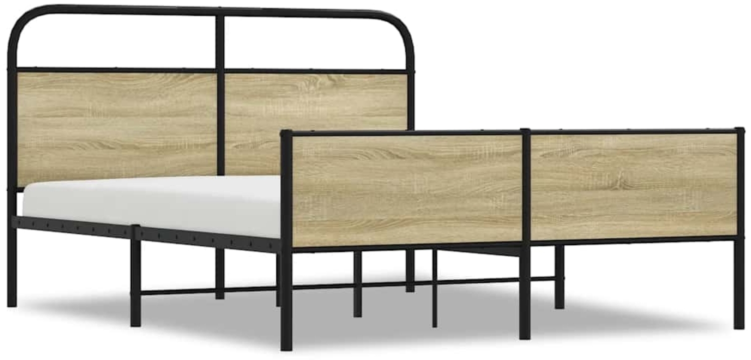 vidaXL Metallbett ohne Matratze Sonoma-Eiche 160x200 cm 3318694 Bild 1