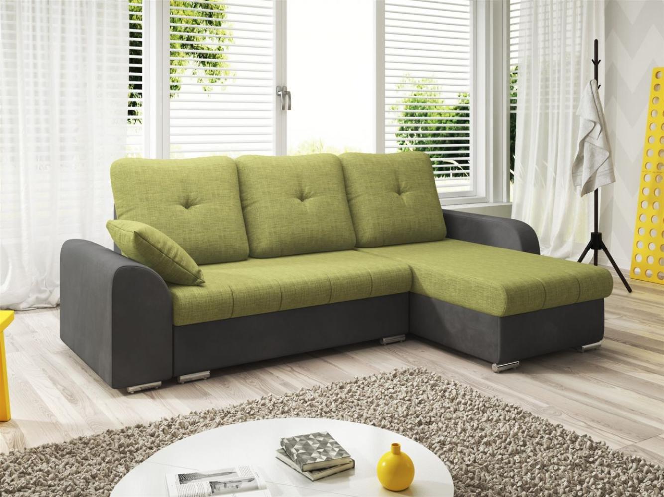 Ecksofa Sofa DEKOS mit Schlaffunktion Grau / Olivgrün Ottomane Rechts Bild 1