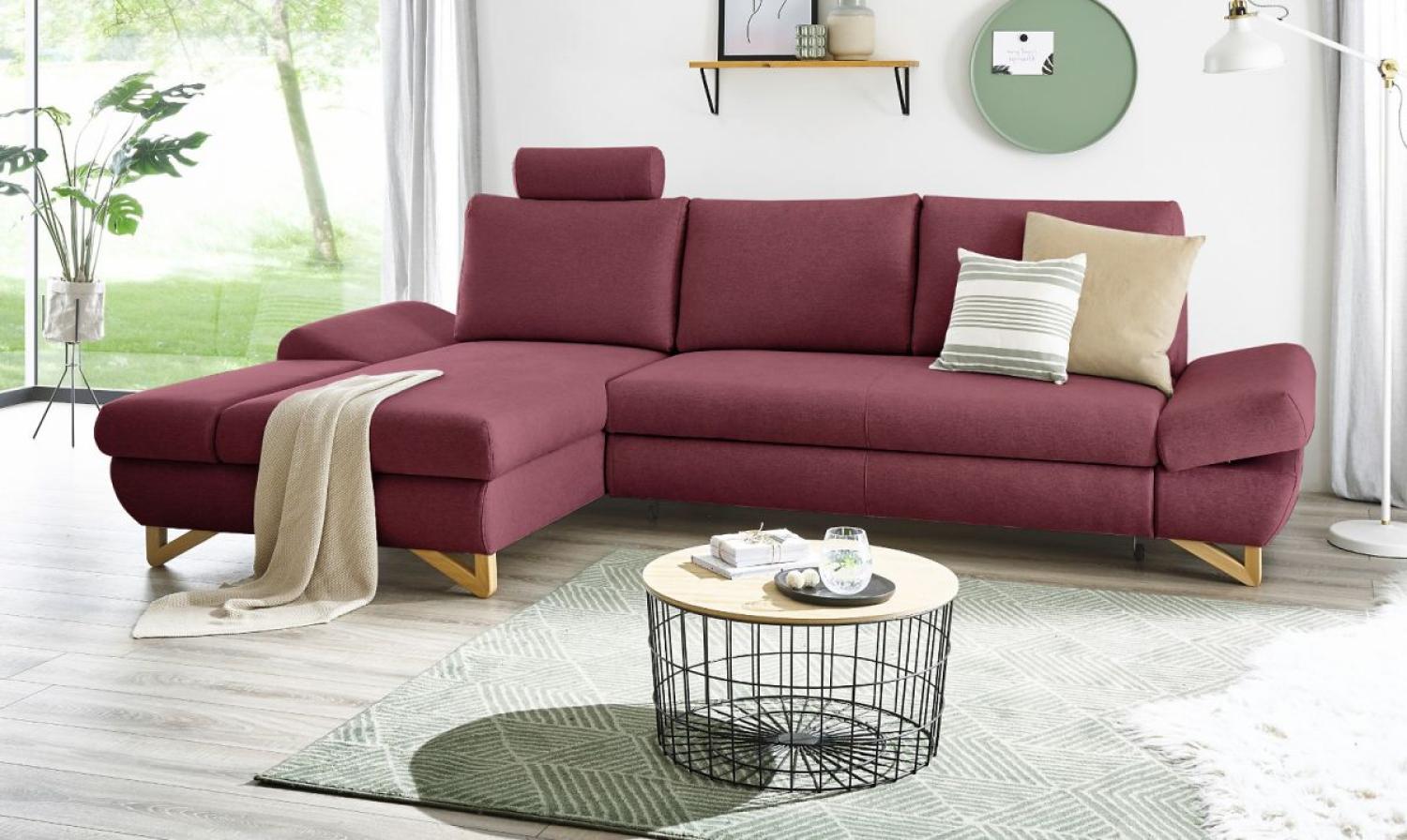 Ecksofa Skalm in bordeaux mit Bettfunktion 284 cm Bild 1