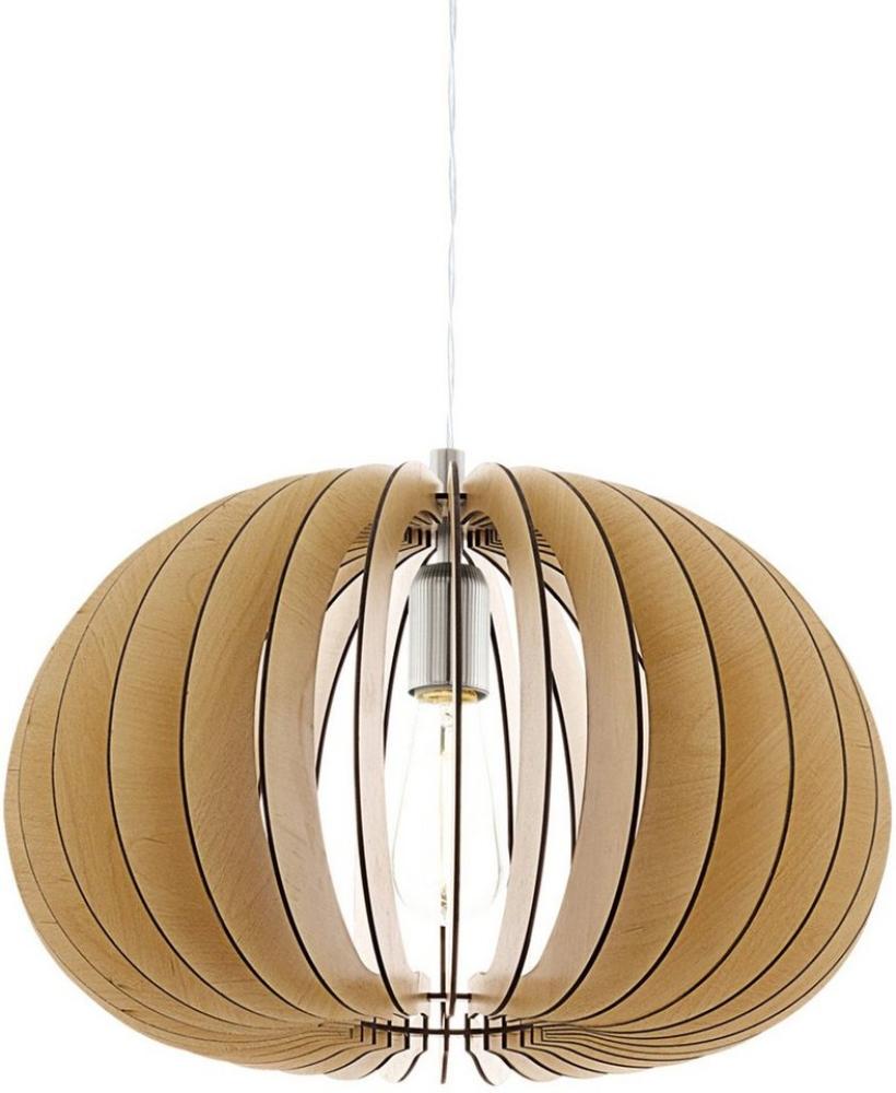 Eglo 94767 Hängeleuchte Holzstaboptik COSSANO nickel-matt, Holz ahorn E27 max. 1X40W Ø45cm H:150cm dimmbar Bild 1