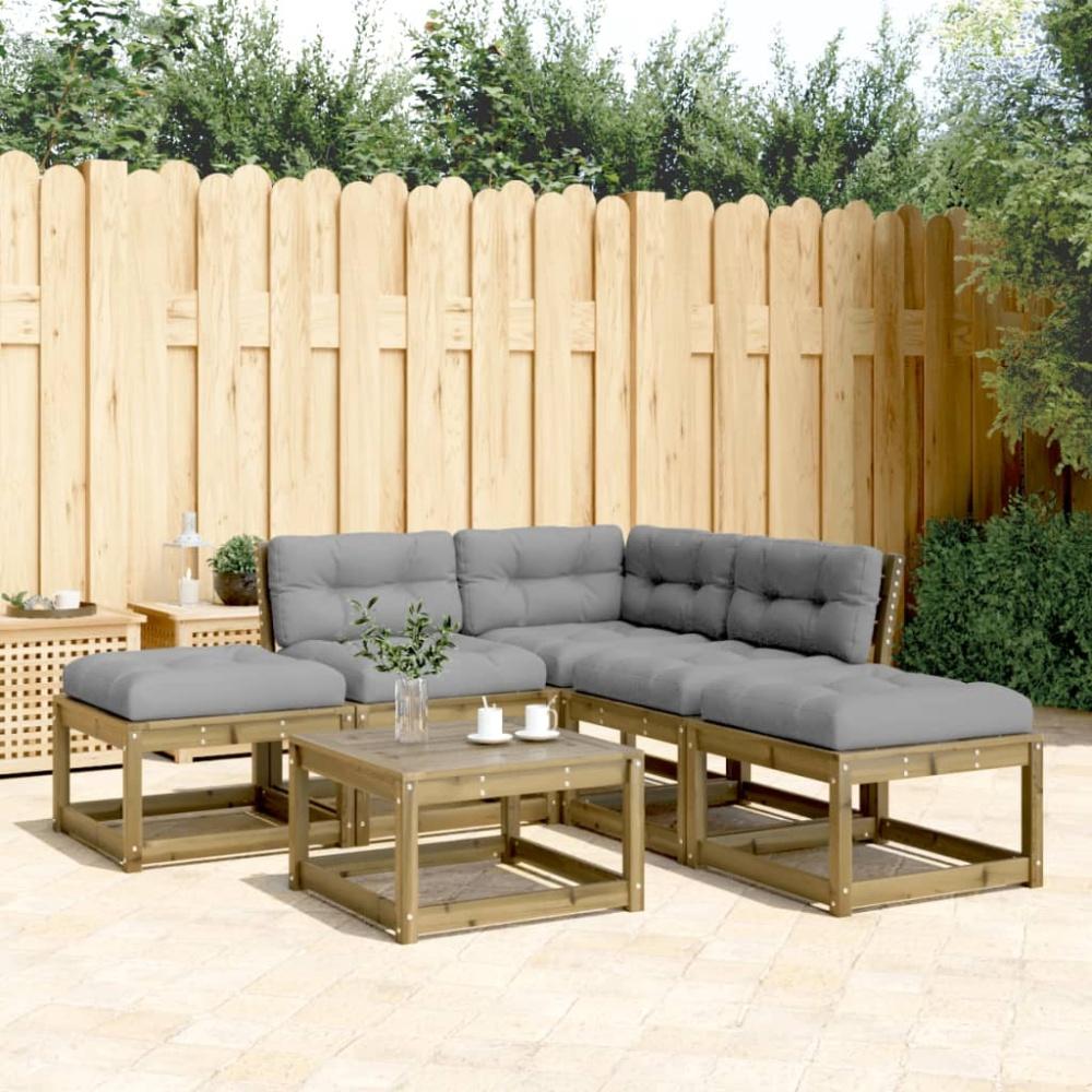 vidaXL 5-tlg. Garten-Sofagarnitur mit Kissen Kiefernholz Imprägniert 3216964 Bild 1