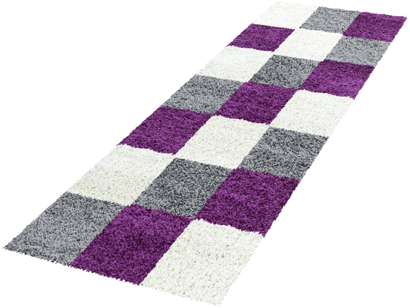 Hochflor Teppich Lux Läufer - 80x250 cm - Violett Bild 1