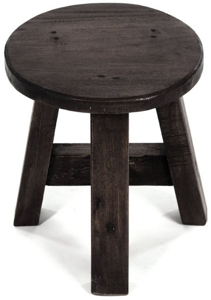 DESIGN DELIGHTS RUSTIKALER Holz SITZHOCKER Bern | 23 x 20 x 20 cm (HxBxT), Mahagoni massiv | Schemel, Holzhocker, Beistelltisch, Pflanzenhocker | Farbe: 03 Dunkelbraun Bild 1