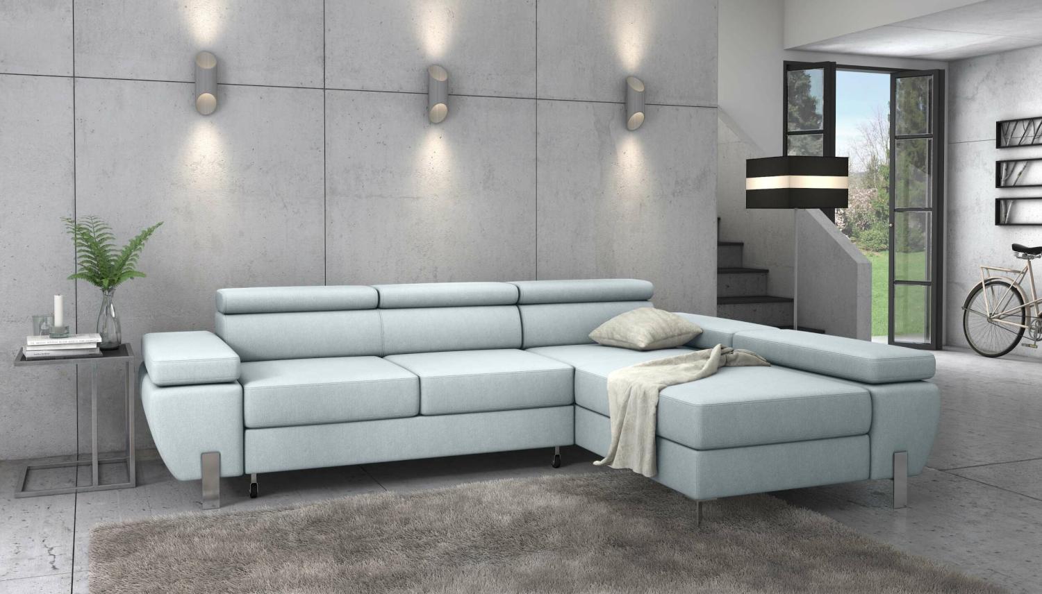 Stylefy Fressa Ecksofa Rechts Struktur fein Silber Bild 1