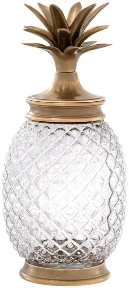 Casa Padrino Luxus Vorratsglas mit Deckel im Ananas Design Vintage Messingfarben Ø 16,5 x H. 36,5 cm - Designer Deko Accessoires Bild 1