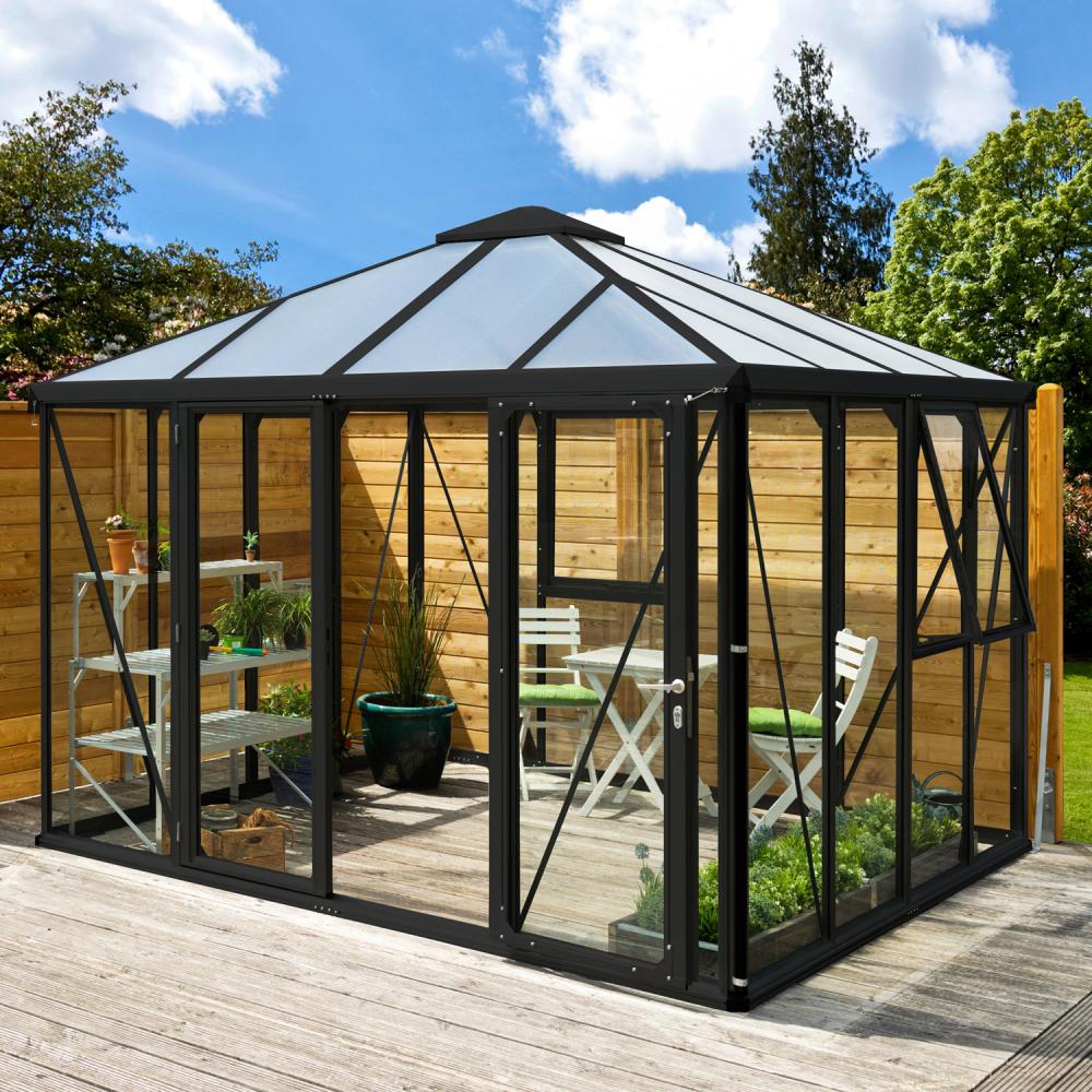 Vitavia Gewächshaus-Pavillon "Minos", schwarz,3 mm ESG, 10 mm HKP Bild 1