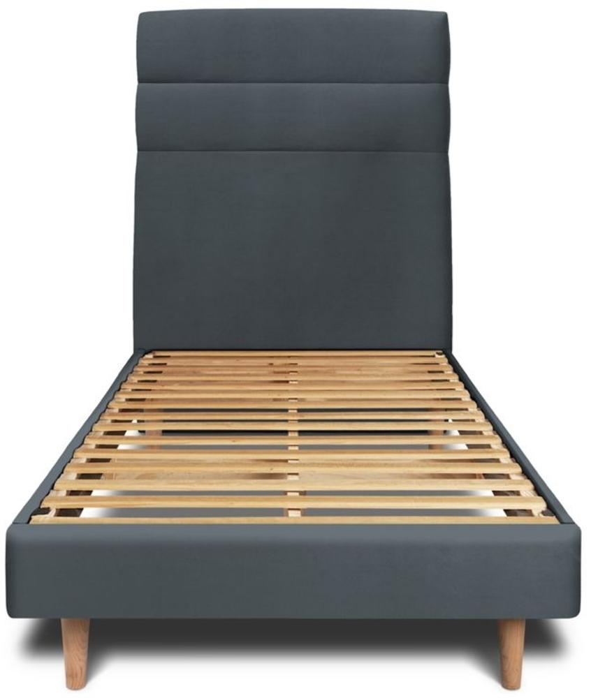 Bett mit gefüttertem Kopfteil – Samtstoff - 90 x 190 cm Bild 1