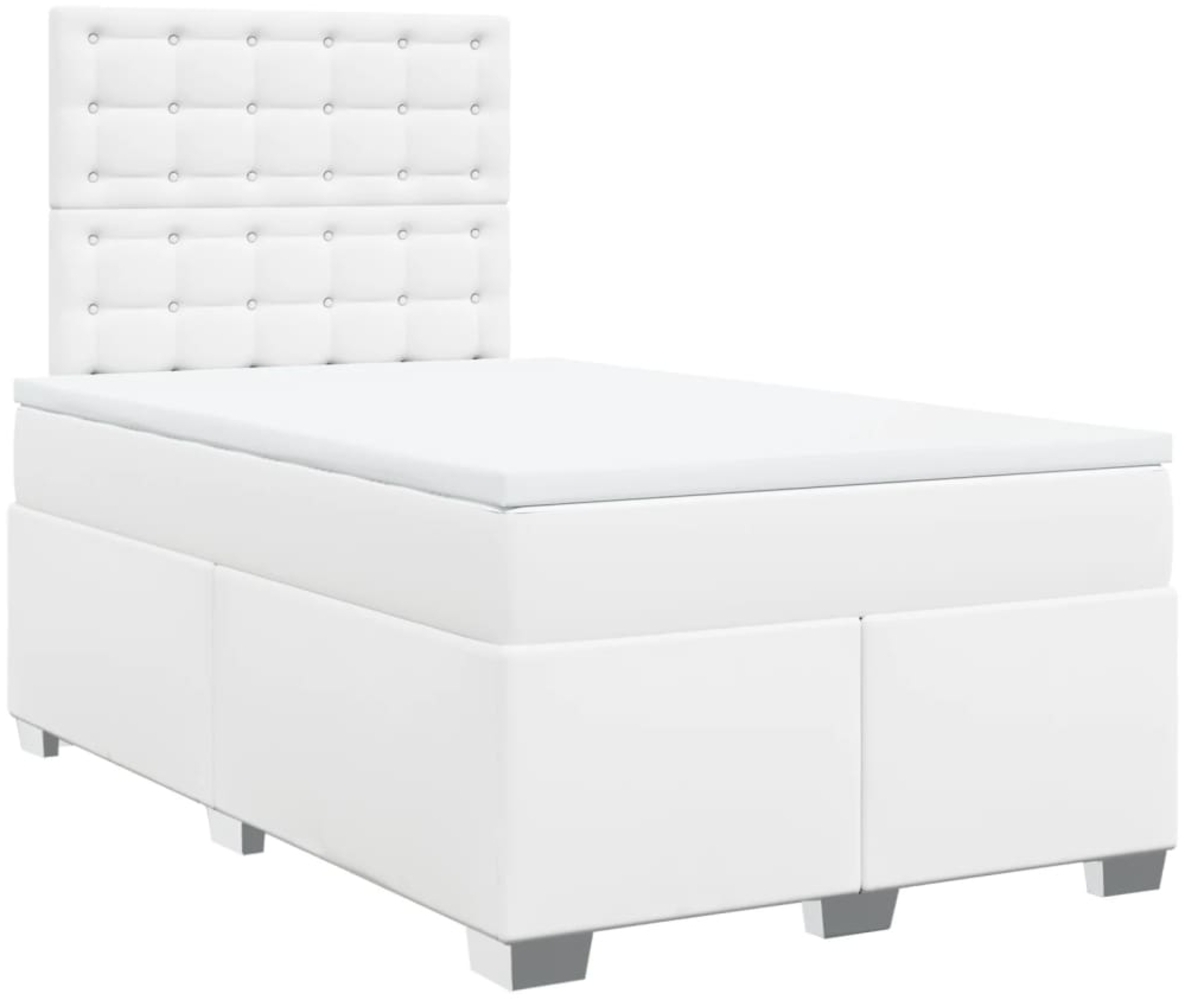vidaXL Boxspringbett mit Matratze Weiß 120x200 cm Kunstleder 3290717 Bild 1