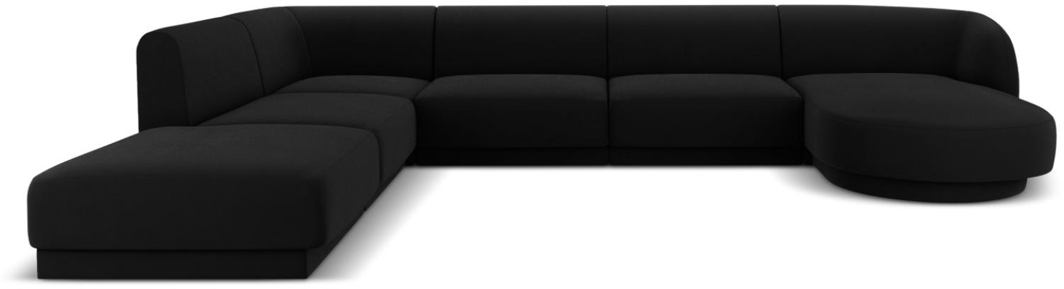 Micadoni 6-Sitzer Panorama Ecke links Sofa Miley | Beinfarbe Black Plastic, Schwarz, Samt Bild 1