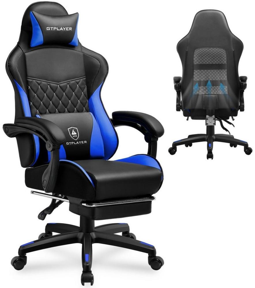 GTPLAYER Gaming-Stuhl Gaming Chair, Ergonomischer Bürostuhl mit Doppelrückenlehne, mit Fußstütze, abnehmbarem Bezug und Lendenwirbelstütze Bild 1