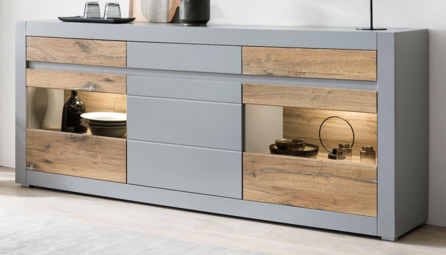 Sideboard Tamaris in grau matt und Eiche 217 cm Bild 1