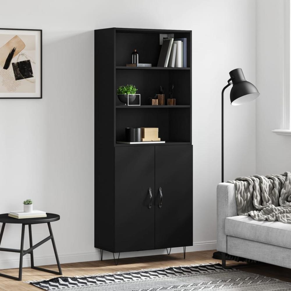 vidaXL Highboard Schwarz 69,5x34x180 cm Holzwerkstoff 3189246 Bild 1
