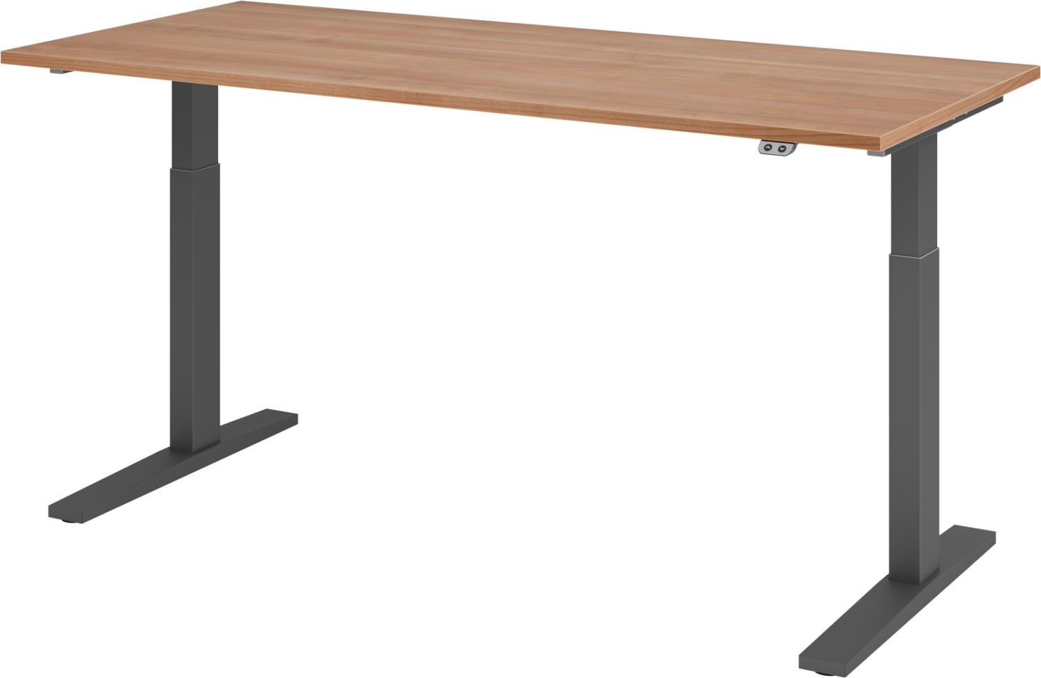 bümö elektrisch höhenverstellbarer Schreibtisch 180x80 cm in Nussbaum, Gestell graphit - Schreibtisch höhenverstellbar elektrisch, elektrischer Schreibtisch & Gaming Tisch, XMKA-Serie Bürotisch, XMKA19-N-G Bild 1