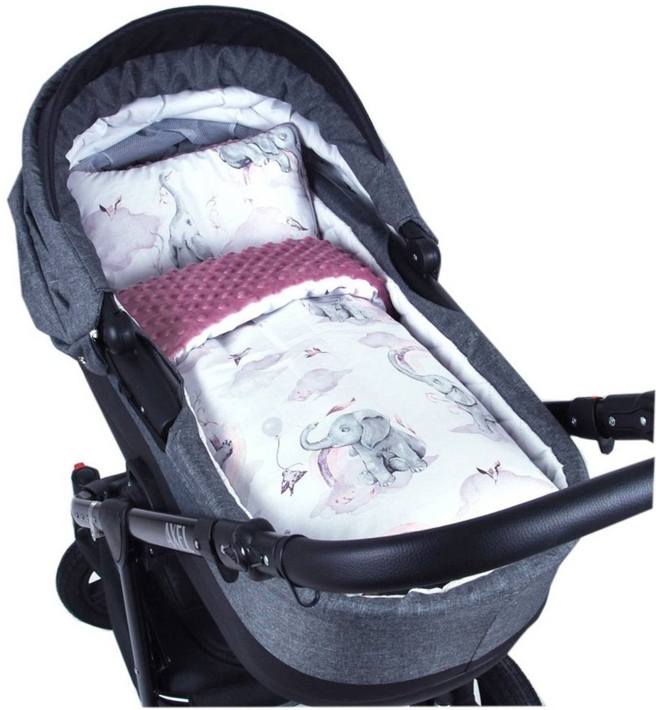 Kinderdecke BABYLUX Babydecke MINKY 2Set Kuscheldecke Decke 75 x 60cm Kinderwagen, BabyLux, MP125 - Altrosa + Elefanten Bild 1