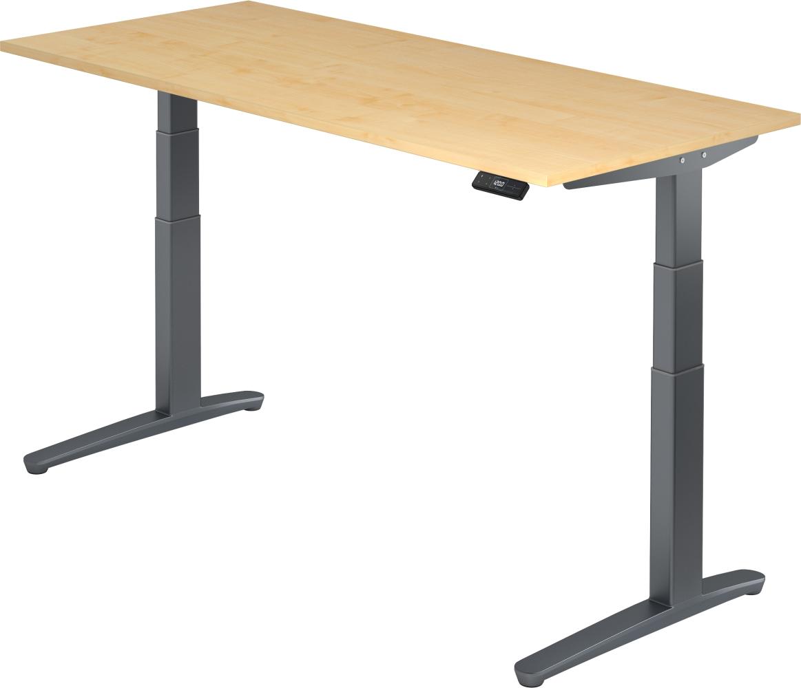 bümö elektrisch höhenverstellbarer Schreibtisch 180x80 cm mit Memory-Steuerung - Design Schreibtisch höhenverstellbar elektrisch, elektrischer Schreibtisch Ahorn, Gestell graphit, XBHM19-3-GG Bild 1