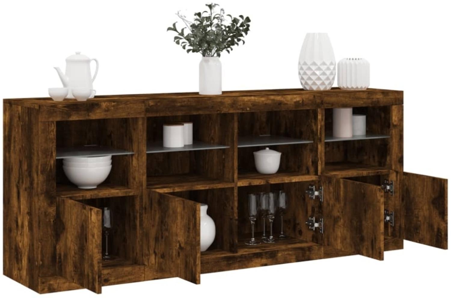 vidaXL Sideboard mit LED-Leuchten Räuchereiche 163x37x67 cm Bild 1