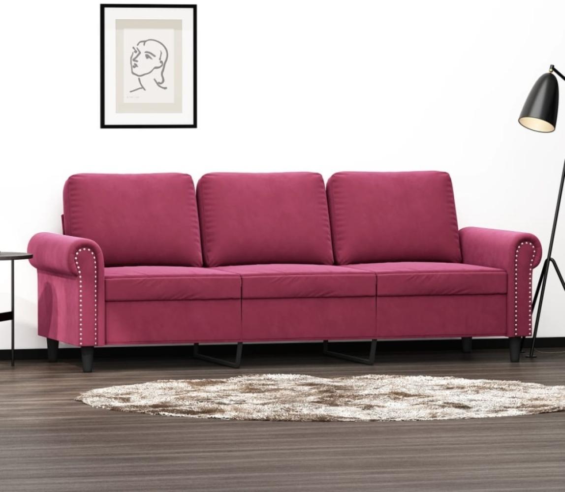 vidaXL 3-Sitzer-Sofa Weinrot 180 cm Samt Bild 1