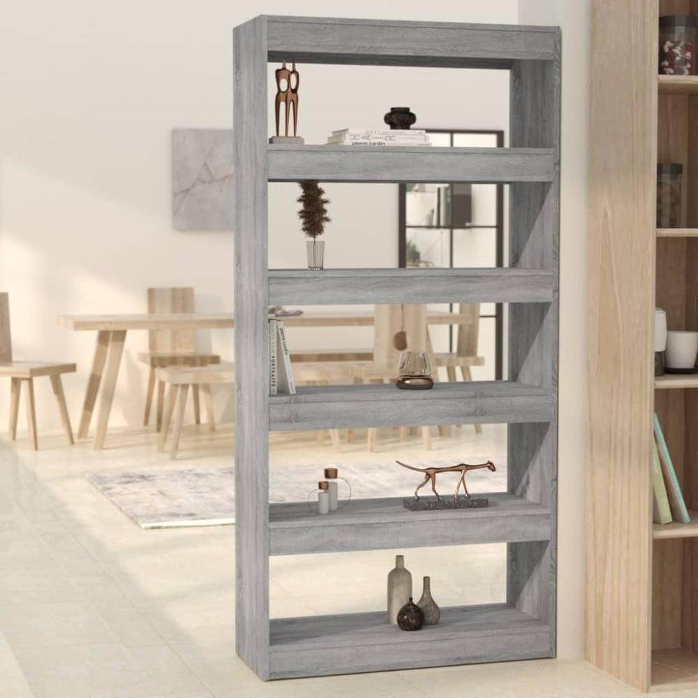 vidaXL Bücherregal/Raumteiler Grau Sonoma 80x30x166 cm Holzwerkstoff 813624 Bild 1