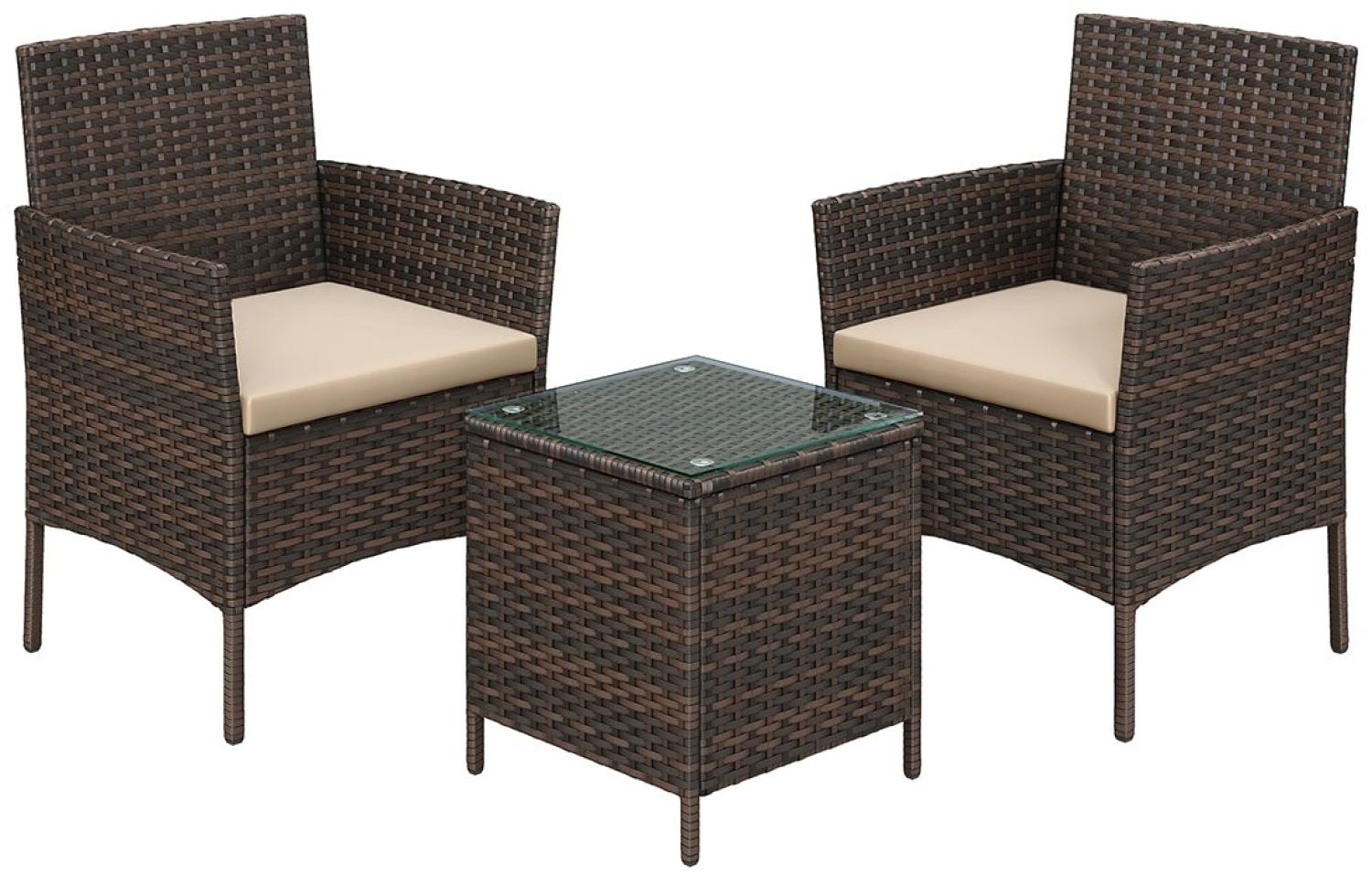 Songmics Balkon Gartenmöbel-Set, PE-Polyrattan braun/taupe Bild 1