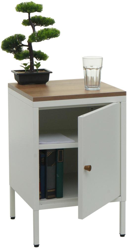 Nachttisch HWC-L84, Nachtschrank Kommode Beistelltisch Schrank, Metall 63x40x40cm, Melaminbeschichtet ~ weiß Bild 1