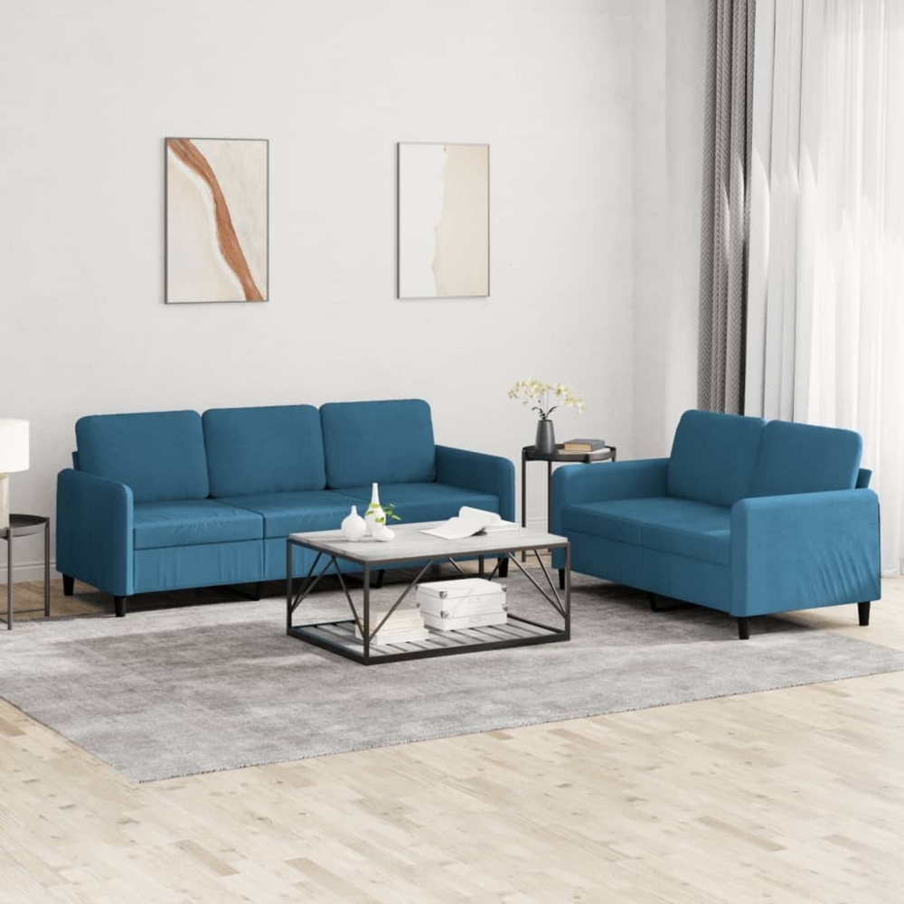 2-tlg. Sofagarnitur Blau Samt 3202023 Bild 1