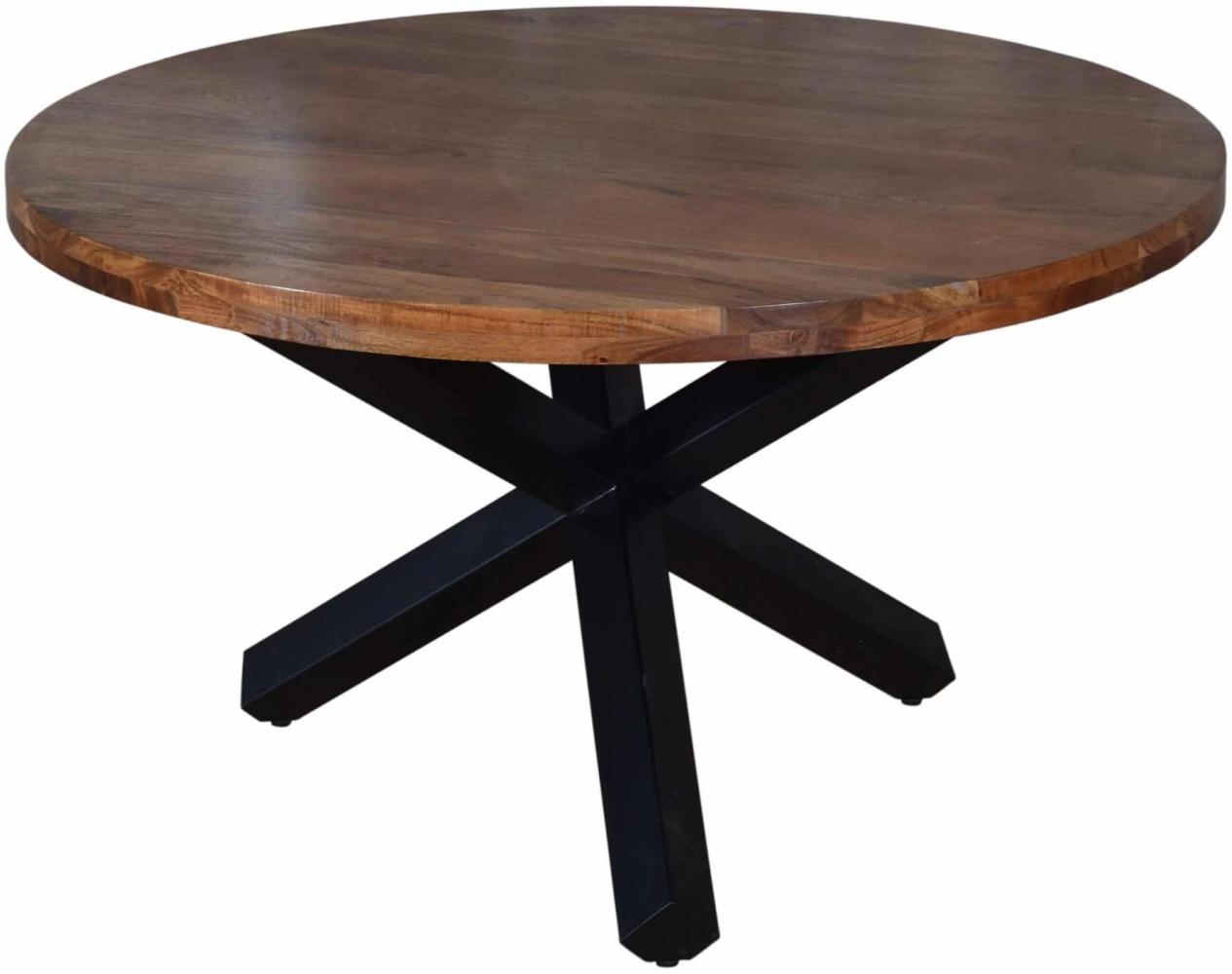 Runder Massivholz Tisch Akazie Nussbaum 140 cm schwarz RUNA 527546 Bild 1