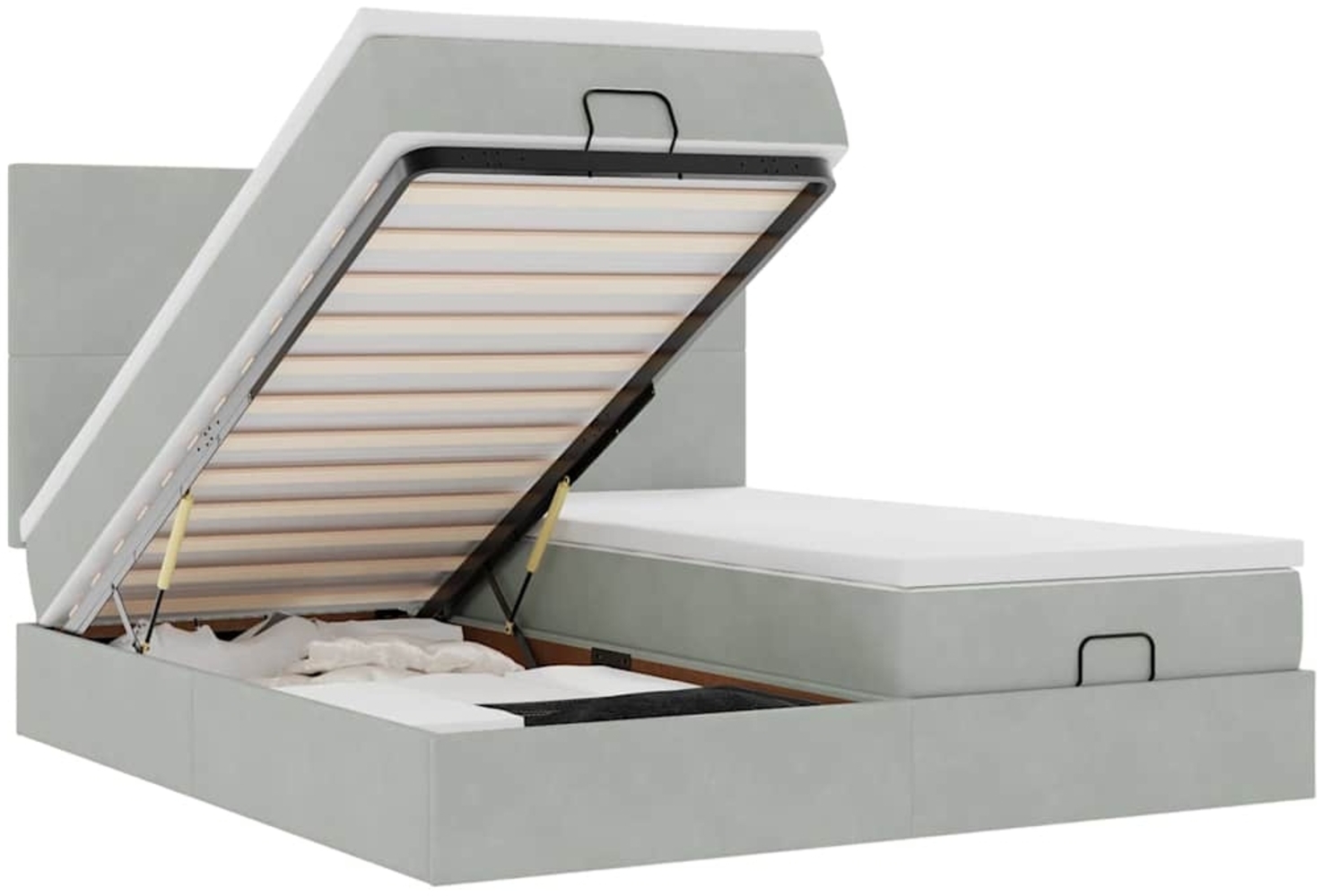 vidaXL Ottoman-Bett mit Matratzen Hellgrau 180x200 cm Samt 3313754 Bild 1