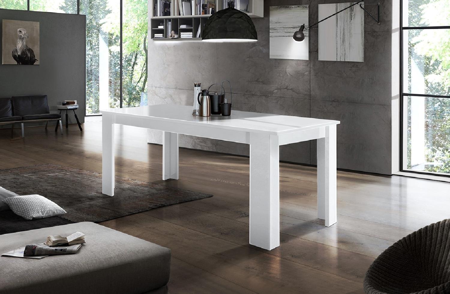 Esstisch >Jesolo< in Weiß Hochglanz - 140x75x90cm (BxHxT) Bild 1