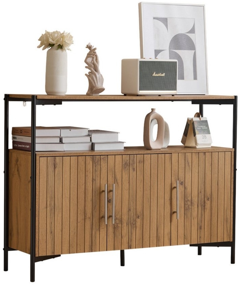 HAUSS SPLOE Sideboard 120x35x78cm Kommode Beistellschrank mit 2 Schubladen,3 Türen (Anrichte Kommode, 1 St, mit 3 Türen), mit verstellbaren Regalböden, stabilem Metallrahmen Bild 1