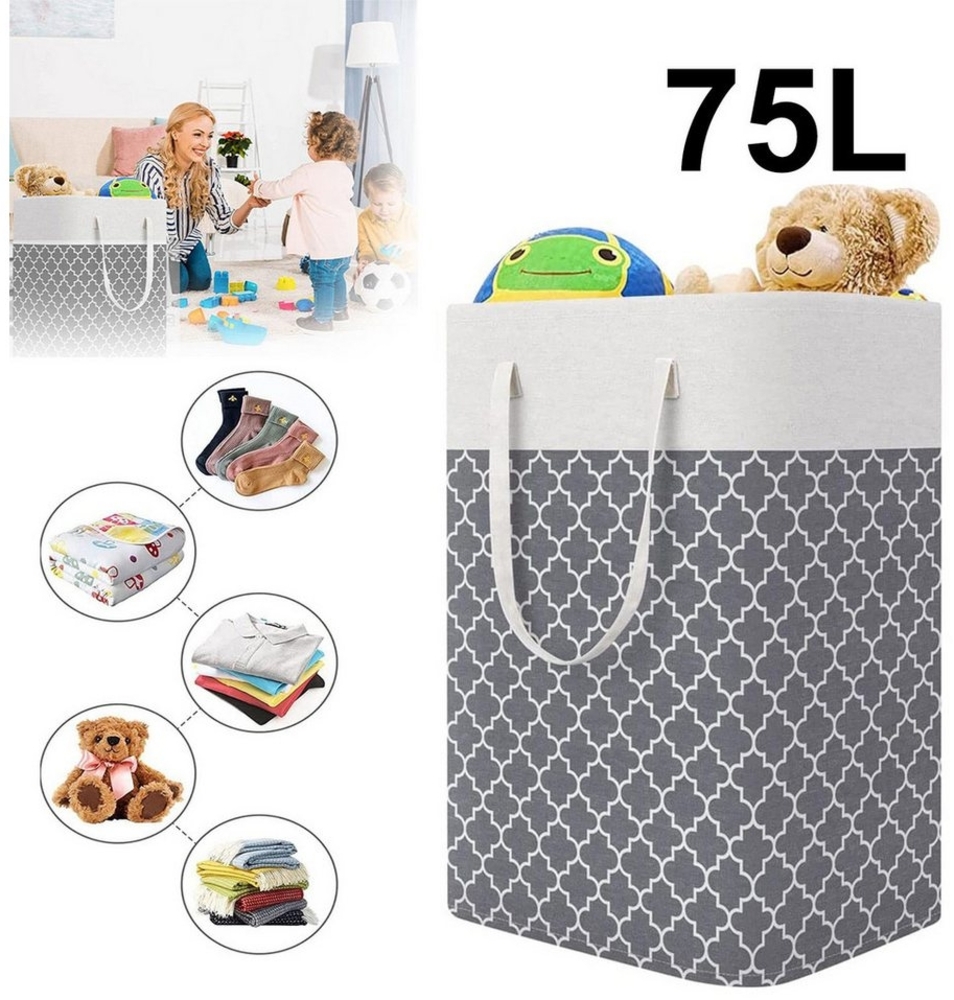 BTTO Wäschebox 75L Wäschekörbe mit Griffe, Wasserdicht Grau (1 St), Aufbewahrung von Kinderspielzeug Bild 1