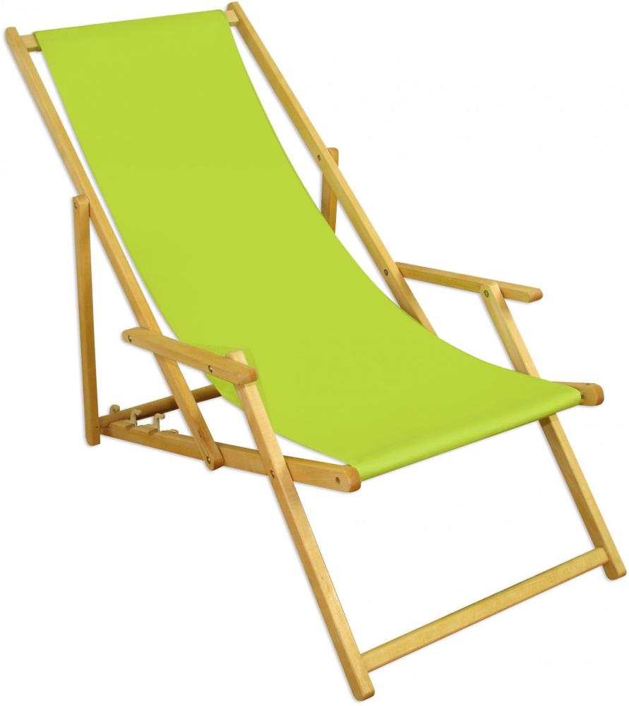 Klappliege pistazie Sonnenliege Relaxliege Strandstuhl Deckchair Buche natur klappbar 10-306 N Bild 1