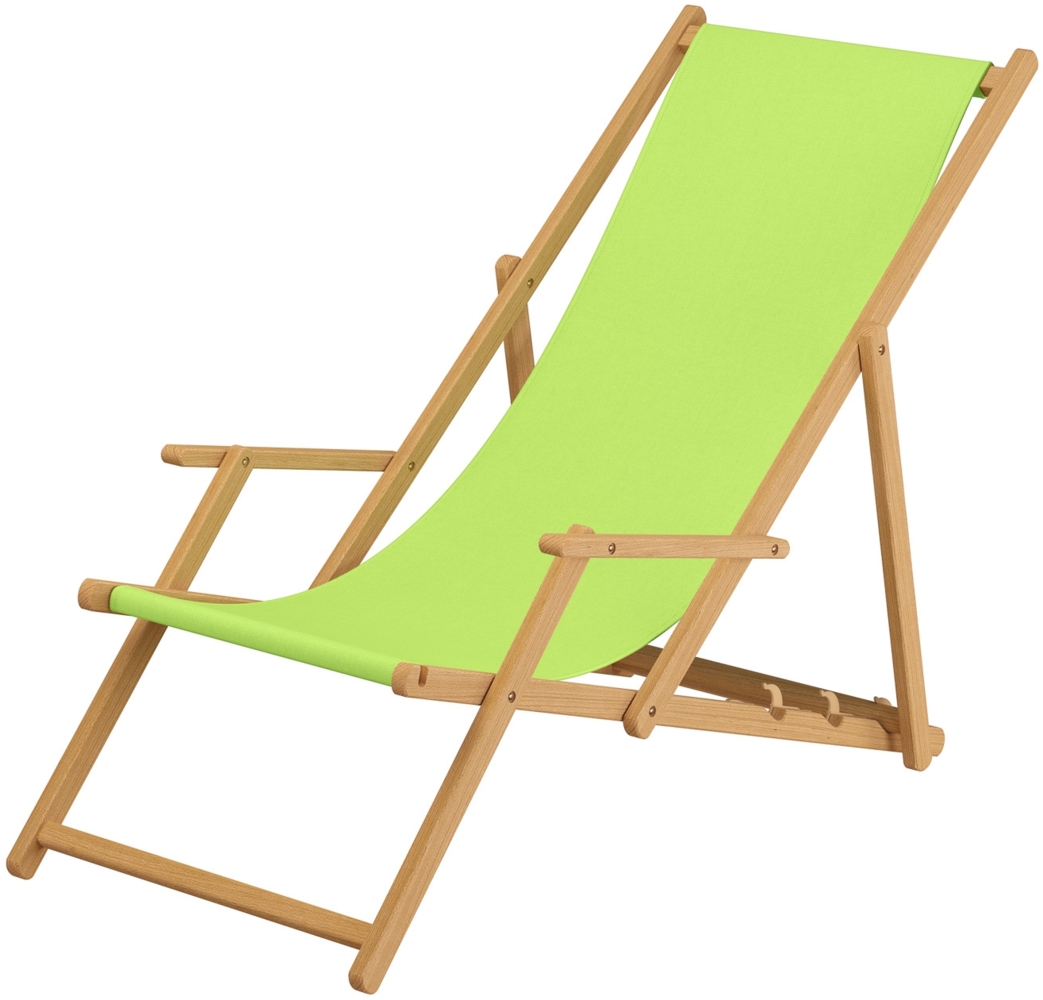 Klappliege pistazie Sonnenliege Relaxliege Strandstuhl Deckchair Buche natur klappbar 10-306 N Bild 1