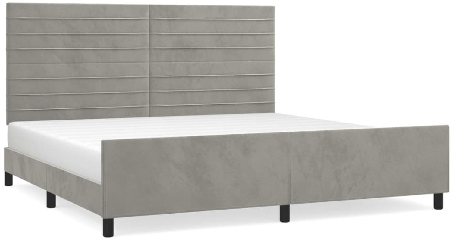 vidaXL Bettgestell mit Kopfteil Samt Hellgrau 200x200 cm, Härtegrad: H2 [3125836] Bild 1