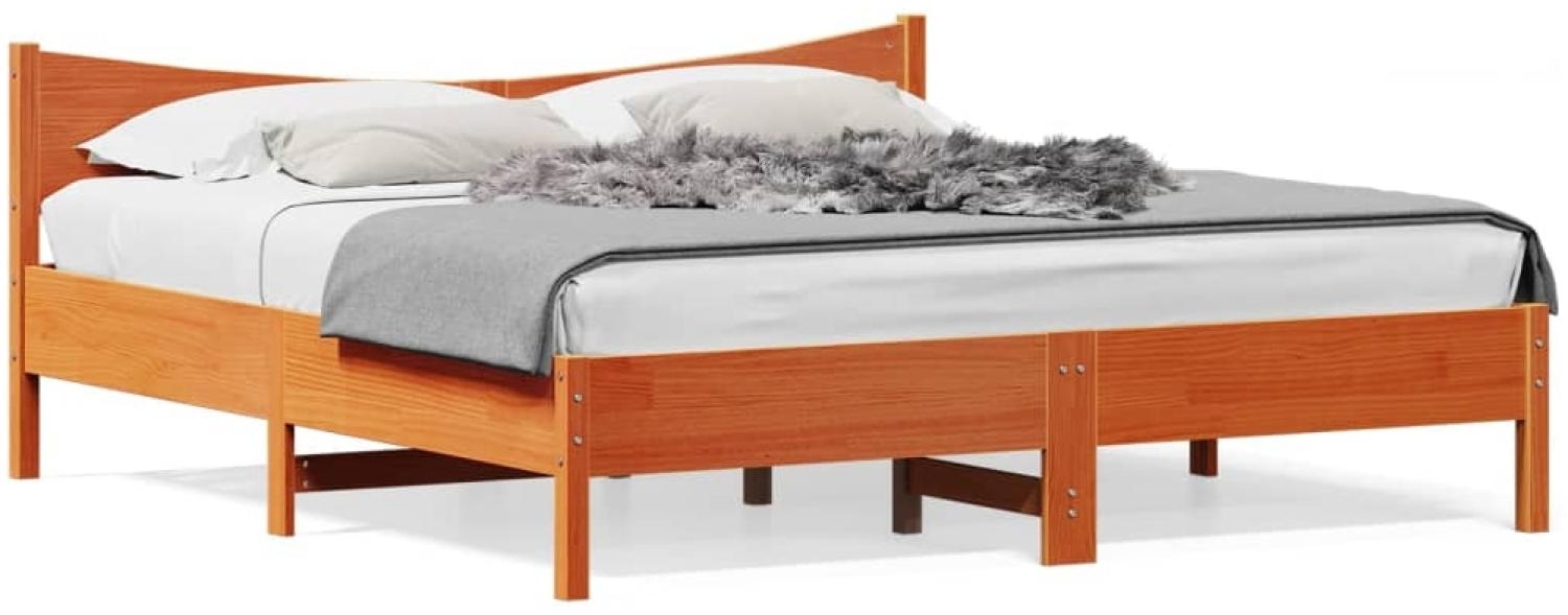 vidaXL Massivholzbett ohne Matratze Wachsbraun 200x200 Kiefernholz 3216359 Bild 1
