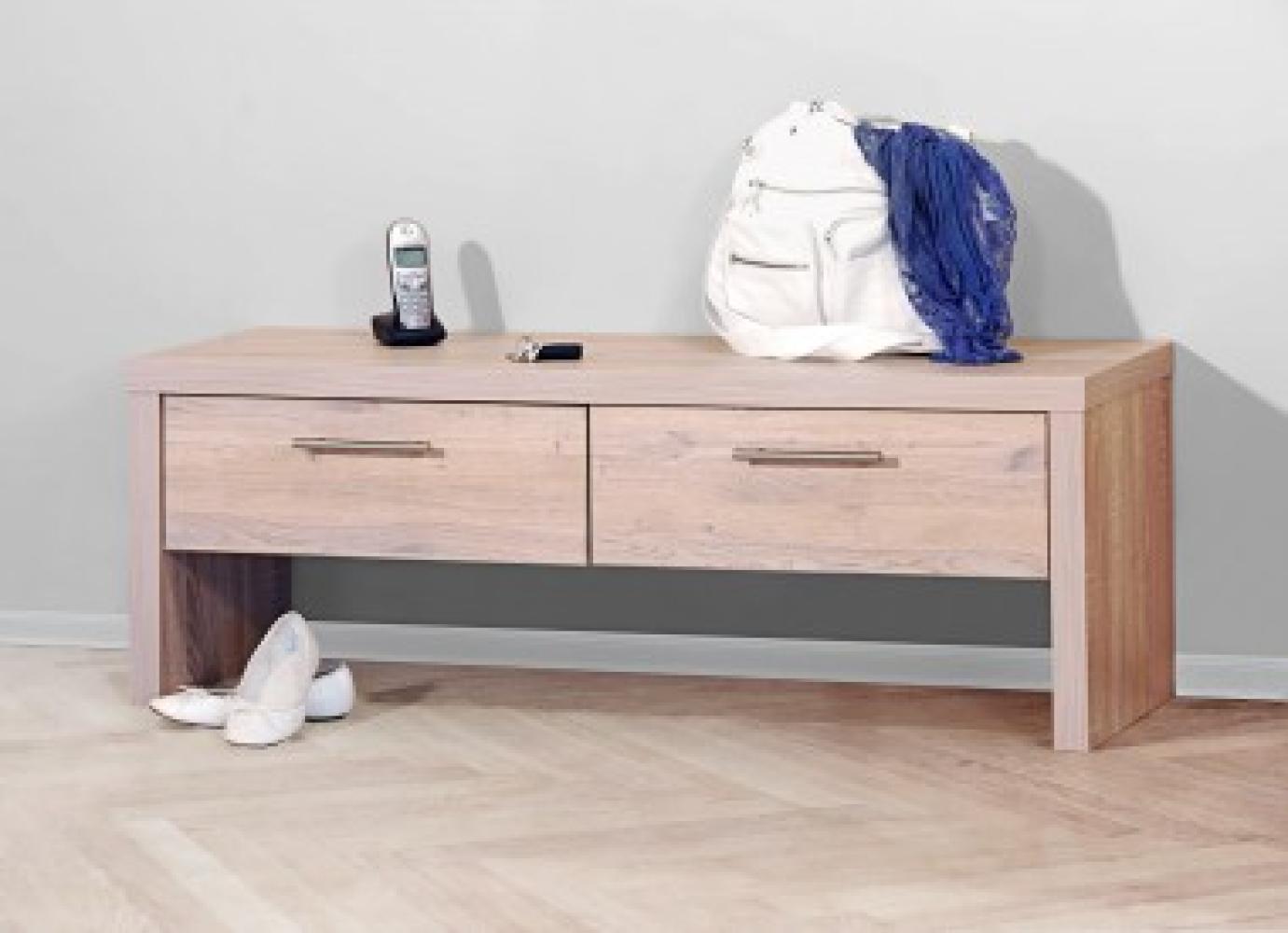 Bank, sonoma Eiche sägegrau, teil-massiv - Bank Bild 1