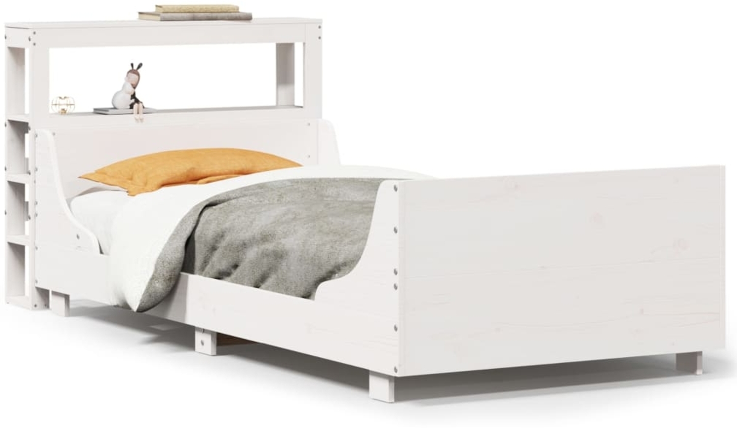 vidaXL Massivholzbett ohne Matratze Weiß 90x190 cm Kiefernholz 3306481 Bild 1