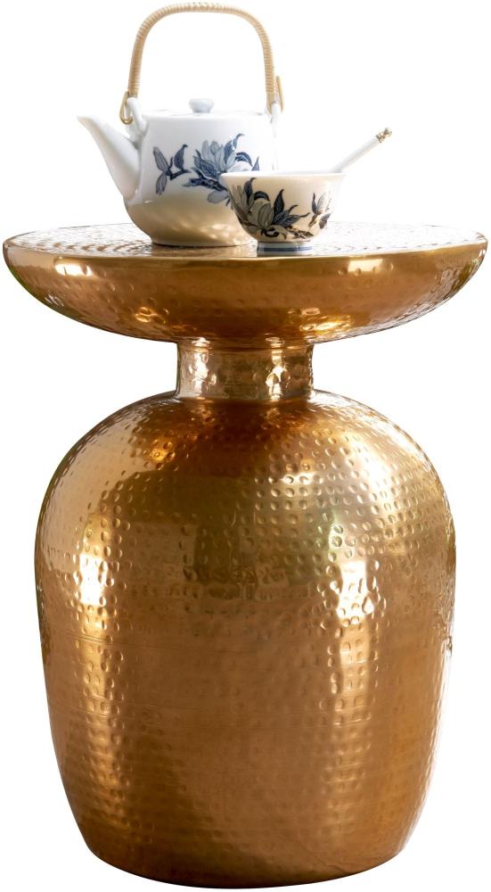 Kadima Design Dekotisch "Enns": Orientalisch, Hammerschlagstruktur, Aluminium, 15 kg Belastbarkeit. Gold, 36 x 36 x 46 cm Bild 1