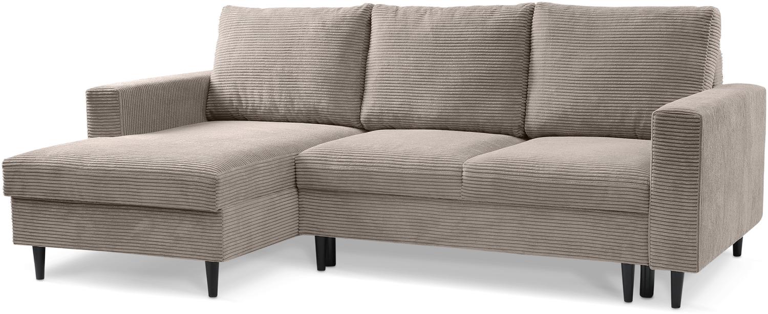 Selsey Nalika - Ecksofa mit Schlaffunktion, Kordsamt-Bezug, beige, linksseitig Bild 1