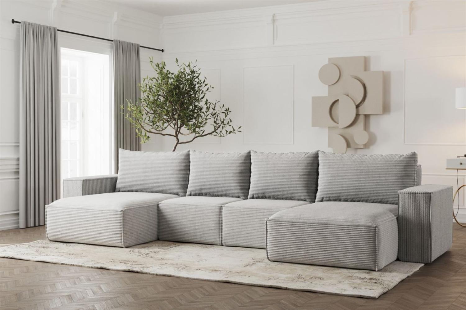 Wohnlandschaft U-Form Sofa ESTELLE in Stoff Poso Hellgrau Bild 1