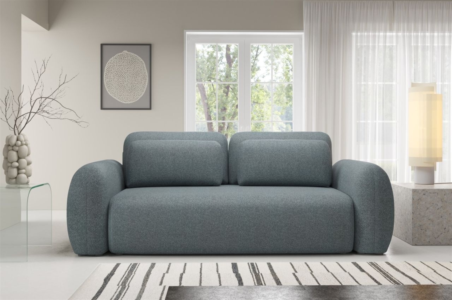 Sofa 3-Sitzer mit Schlaffunktion GASTON in Stoff Puente Anthrazit Bild 1