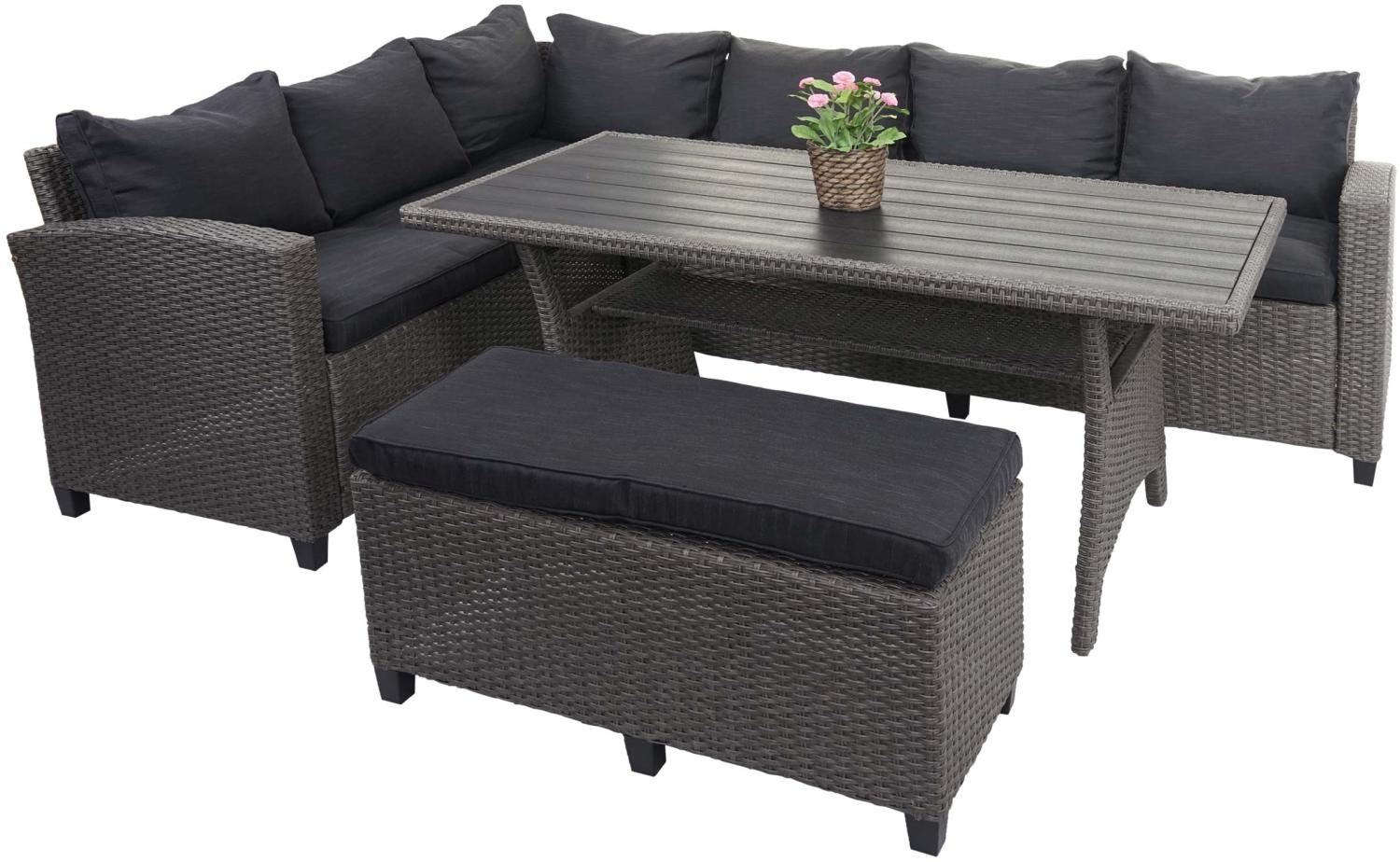 Poly Rattan Garnitur HWC-E96, Garten-/Lounge-Set Sitzgruppe, Spun Poly halbrundes Rattan ~ grau, Kissen anthrazit Bild 1