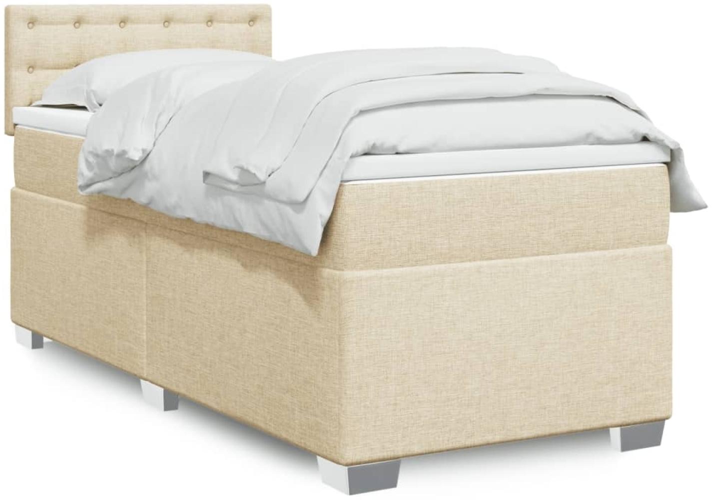 vidaXL Boxspringbett mit Matratze Creme 80x200 cm Stoff 3288034 Bild 1