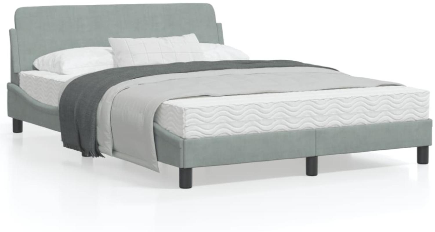 vidaXL Bettgestell "Dover" Hellgrau 140x190 cm Samt 373172 Bild 1