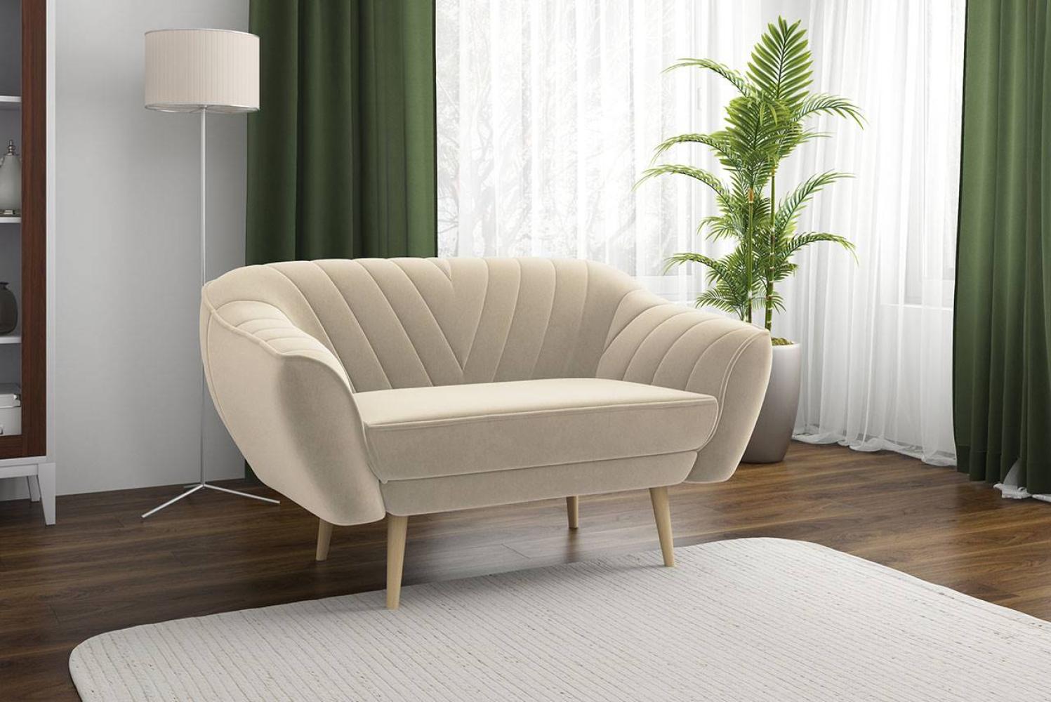 Klassische Sofas, Lounge-sofa, Ziernähte - MIA - 2 Sitzer - Beige Velours Bild 1