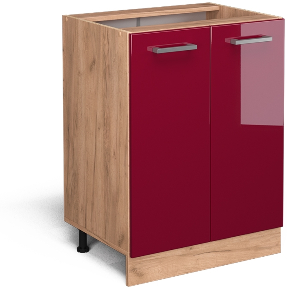 Vicco Küchenschrank Küchenzeile R-Line, Bordeaux Hochglanz, Unterschrank 60 cm, ohne AP Bild 1