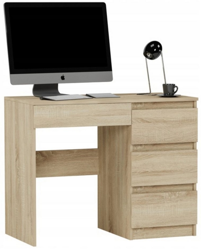 Home Collective Schreibtisch mit 4 Schubladen – kompakt und platzsparend, 96x50x76 cm, Sonoma Bild 1