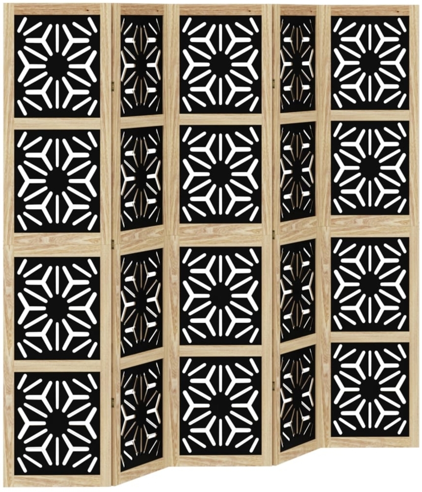 vidaXL 5-tlg. Raumteiler Braun und Schwarz Massivholz Paulownia 358806 Bild 1